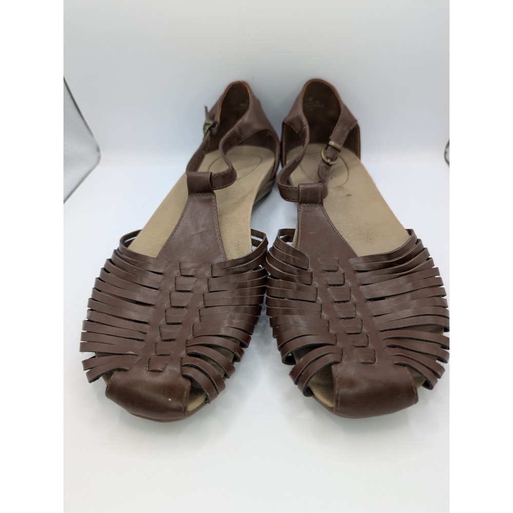 BareTraps Womens Shoes Sz 11 Brown Closed Toe Memory Foam Sandals EUC